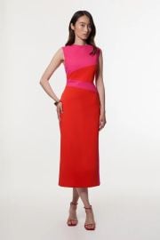 Compact Stretch Color Block Tailored Pencil Dress at Karen Millen